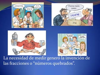 La necesidad de medir generó la invención de las fracciones o “números quebrados”.