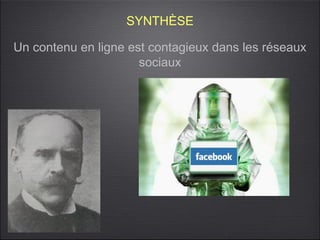SYNTHÈSE

Un contenu en ligne est contagieux dans les réseaux
                      sociaux
 