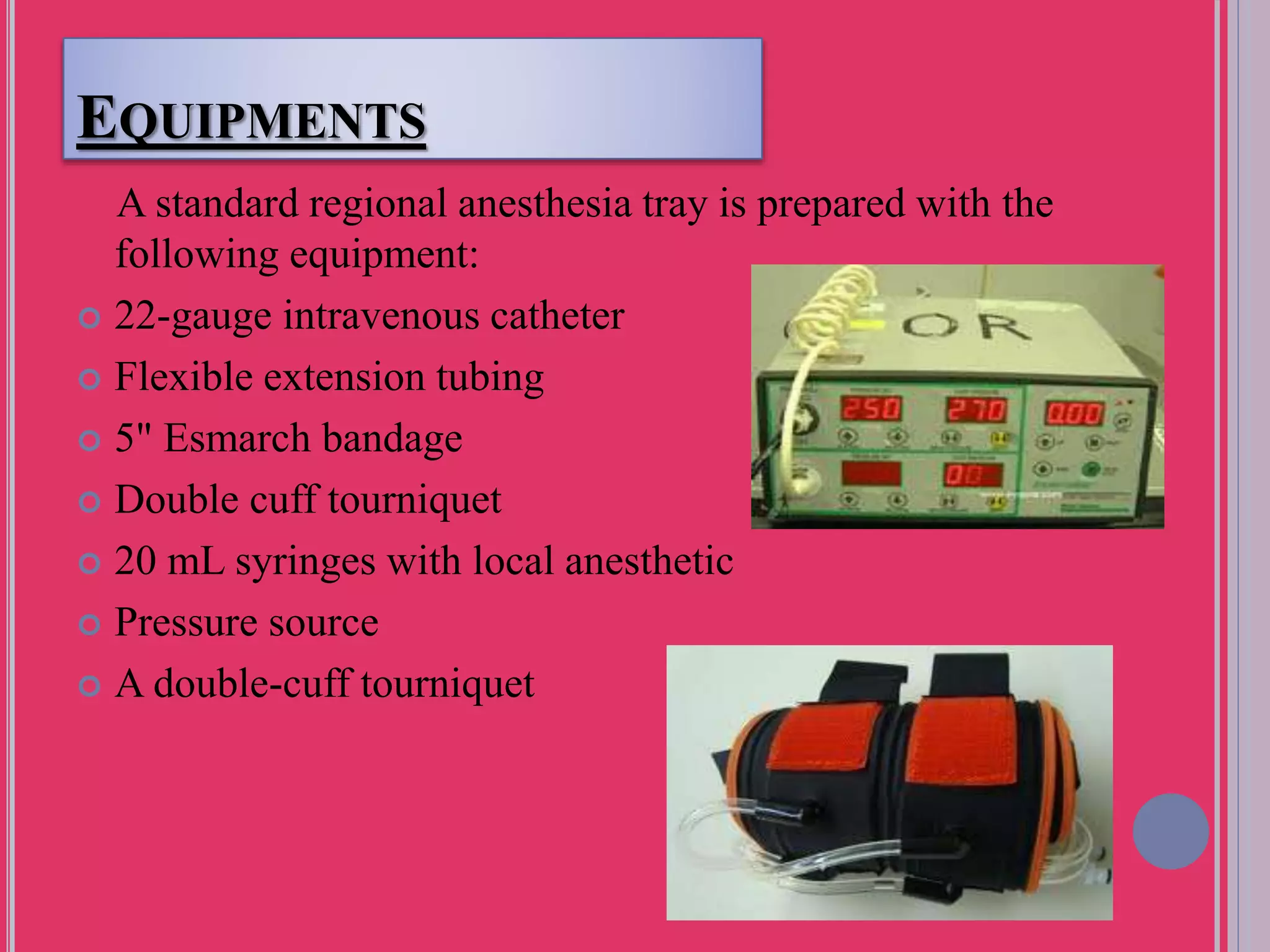 Bier block (intravenous regional anesthesia) PPT