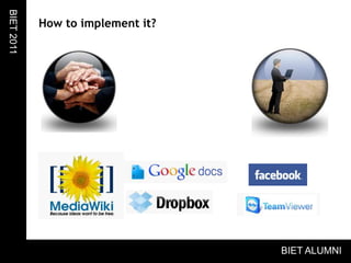How to implement it?BIET 2011BIET ALUMNI