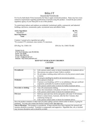 Bifen I/T (Insecticide/Termiticide) | PDF