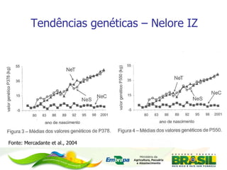Tendências genéticas – Nelore IZ Fonte: Mercadante et al., 2004 