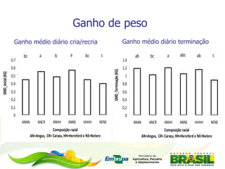 Ganho de peso Ganho médio diário cria/recria Ganho médio diário terminação 