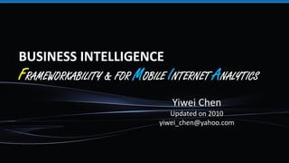 BI CAPABILITY & MATURITY MODEL
Yiwei	
  Chen	
  
Updated	
  on	
  2010	
  
yiwei_chen@yahoo.com	
  
 