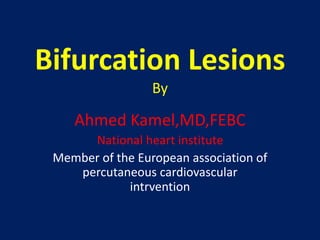 Bifurcation Lesions
By
Ahmed Kamel,MD,FEBC
National heart institute
Member of the European association of
percutaneous cardiovascular
intrvention
 