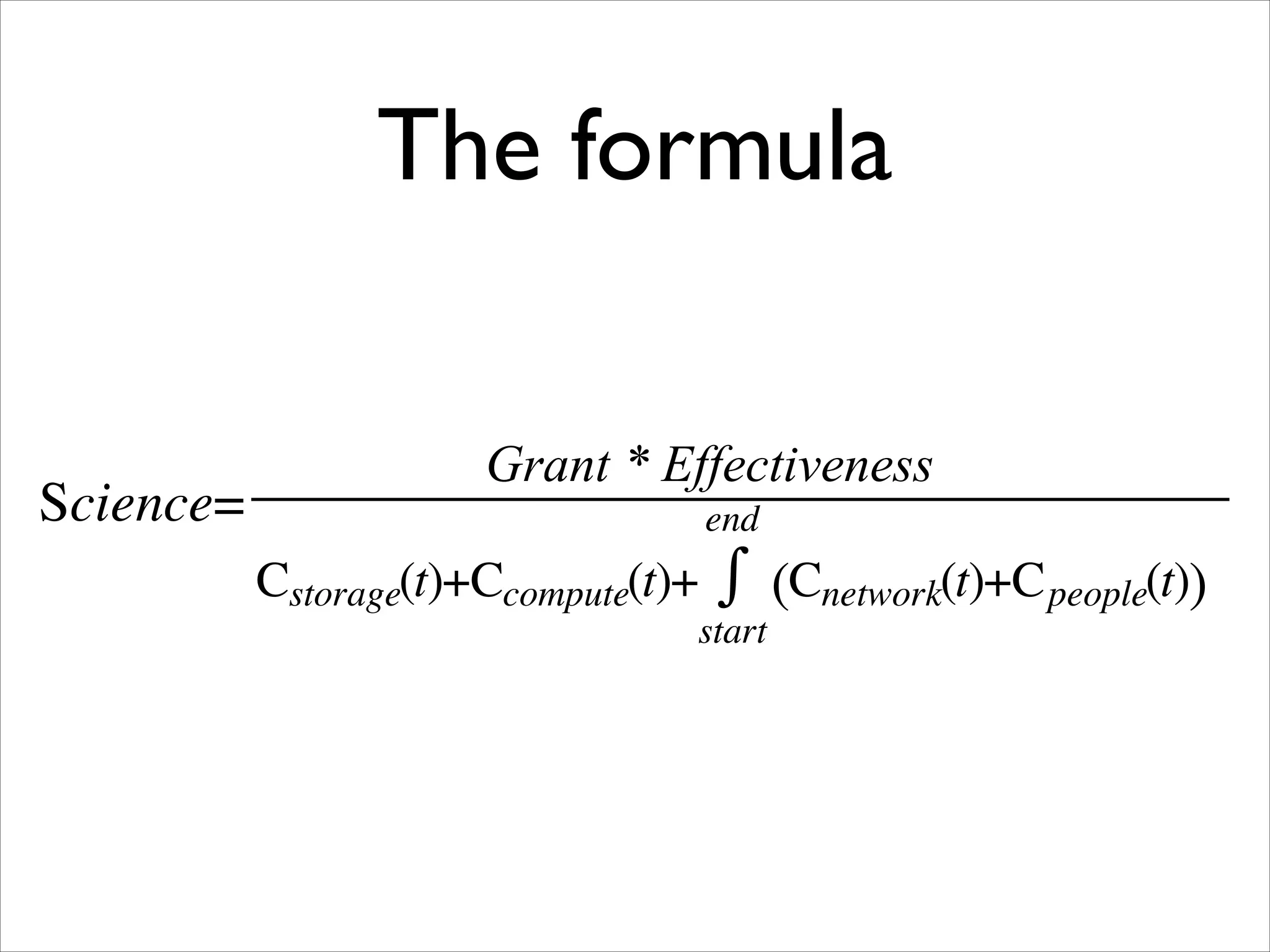The formula
Grant * Effectiveness

 