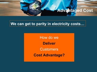 Advantaged Cost How do we Deliver Customers Cost Advantage? We can get to parity in electricity costs… 