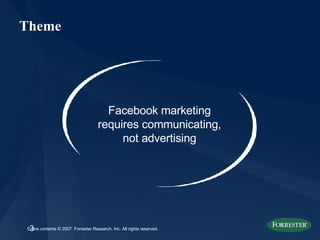 Theme Facebook marketing requires communicating, not advertising 