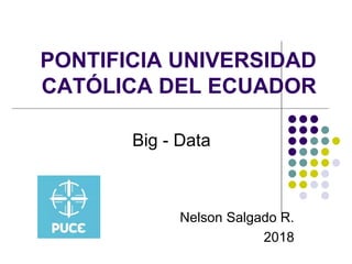 PONTIFICIA UNIVERSIDAD
CATÓLICA DEL ECUADOR
Nelson Salgado R.
2018
Big - Data
 