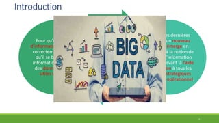 Introduction
Pour qu’un système
d’information fonctionne
correctement, il faudra
qu’il se base sur des
informations solides et
des données fiables,
utiles et vraies .
Durant ces dernières
années , un nouveau
concept émerge en
assistance à la notion de
système d’information
efficace servant à l’aide
à la décision à tous les
niveaux : stratégiques
tactique et opérationnel.
3
 