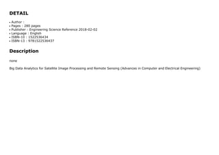 Big Data Analytics for Satellite Image Processing and Remote Sensing ...