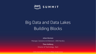 © 2018, Amazon Web Services, Inc. or Its Affiliates. All rights reserved.
Johan Broman
Manager, Solutions Architecture – AWS Nordics
Theo Hultberg
Director of Technology - Burt
Big Data and Data Lakes
Building Blocks
 