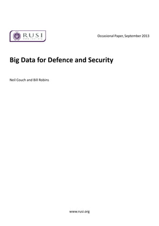 Big Data for Defense and Security | PDF