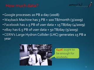 How much data? 
640Kought to be enough for anybody. 
17 
 