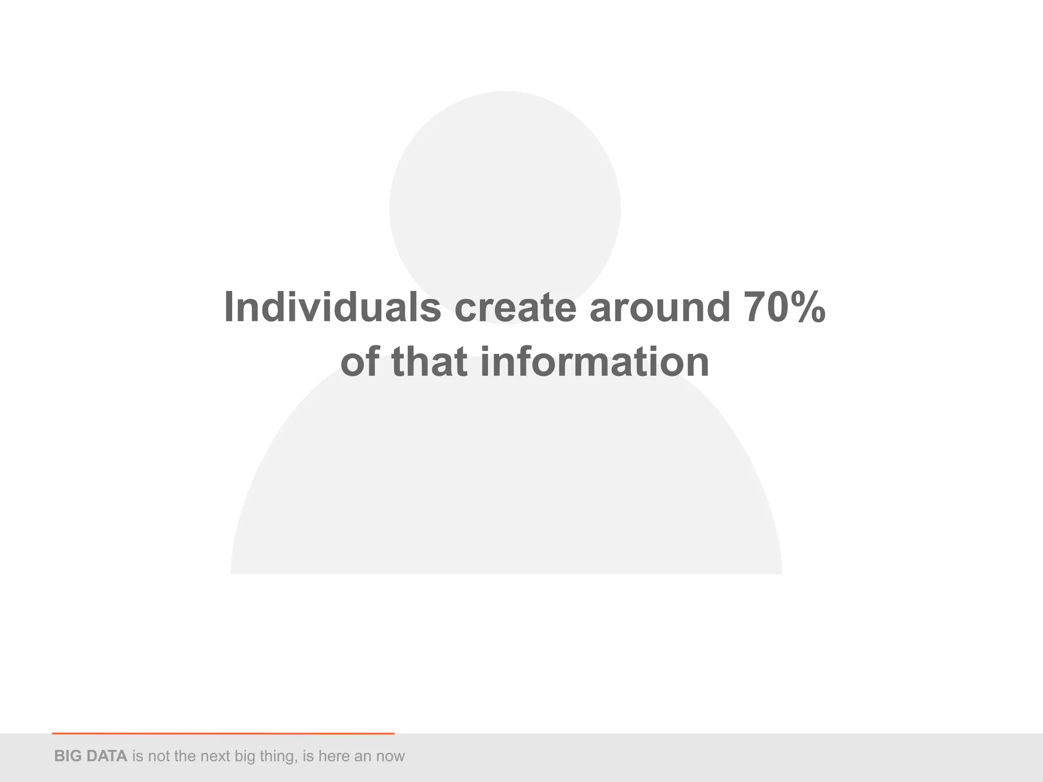 Individuals create around 70%
                              of that information




BIG DATA is not the next big thing, is here an now
 