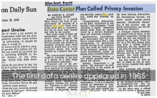 The first data centre appeared in 1965
 