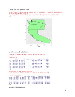 31
Traçage d’un sous ensemble d’état
Avoir les donnes de la Californie
On trace l’état de Californie
 