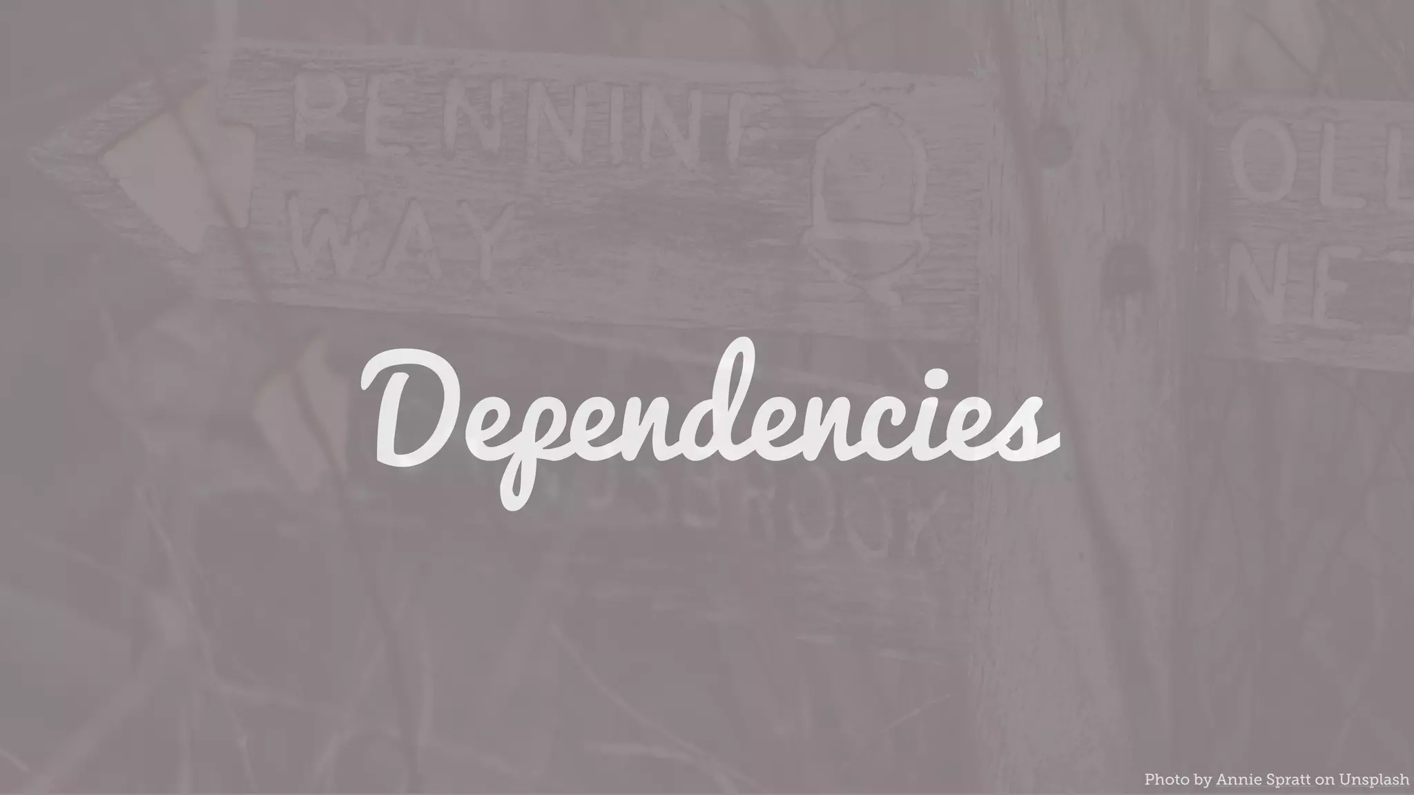 Dependencies
Photo by Annie Spratt on Unsplash
 
