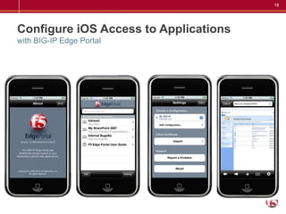 18




Configure iOS Access to Applications
with BIG-IP Edge Portal
 