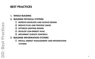 39	
BEST PRACTICES
	
	
1.  WHOLE BUILDING
2.  BUILDING PHYSICAL SYSTEMS
  IMPROVE ENVELOPE AND PASSIVE DESIGN
  REDUCE PLU...