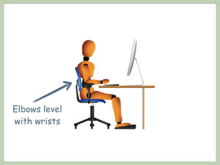 Elbows level
with wrists
 