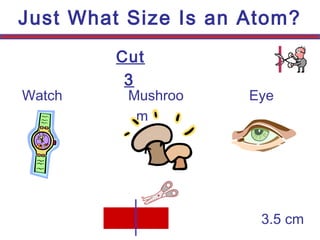 Cut
3
Just What Size Is an Atom?
3.5 cm
Watch Mushroo
m
Eye
 