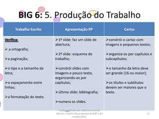 Etc.6Guião adaptado por professora Vanda Barreto, a partir das propostas da RBE e do modelo BIG6.
