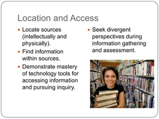 Weigh gathered information	with personal and other’s 	experienceOWN EXPERIENCE & INTERVIEWSARTICLESBOOKSREFERENCE MATERIALS