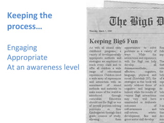 Keeping the process… Engaging Appropriate At an awareness level 