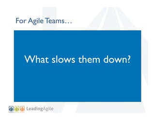 For Agile Teams…

What slows them down?

 