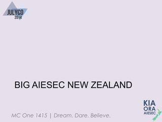 MC One 1415 | Dream. Dare. Believe.
BIG AIESEC NEW ZEALAND
 
