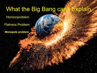 What the Big Bang can’t Explain Horizonproblem Flatness Problem Monopole problem 