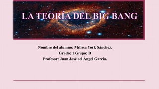 Nombre del alumno: Melissa York Sánchez.
Grado: 1 Grupo: D
Profesor: Juan José del Ángel García.
 