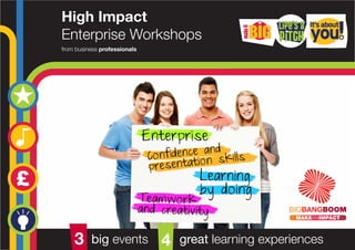 MAKEANIMPACT
from business professionals
High Impact
Enterprise Workshops
3 big events 4 great learning experiences
 