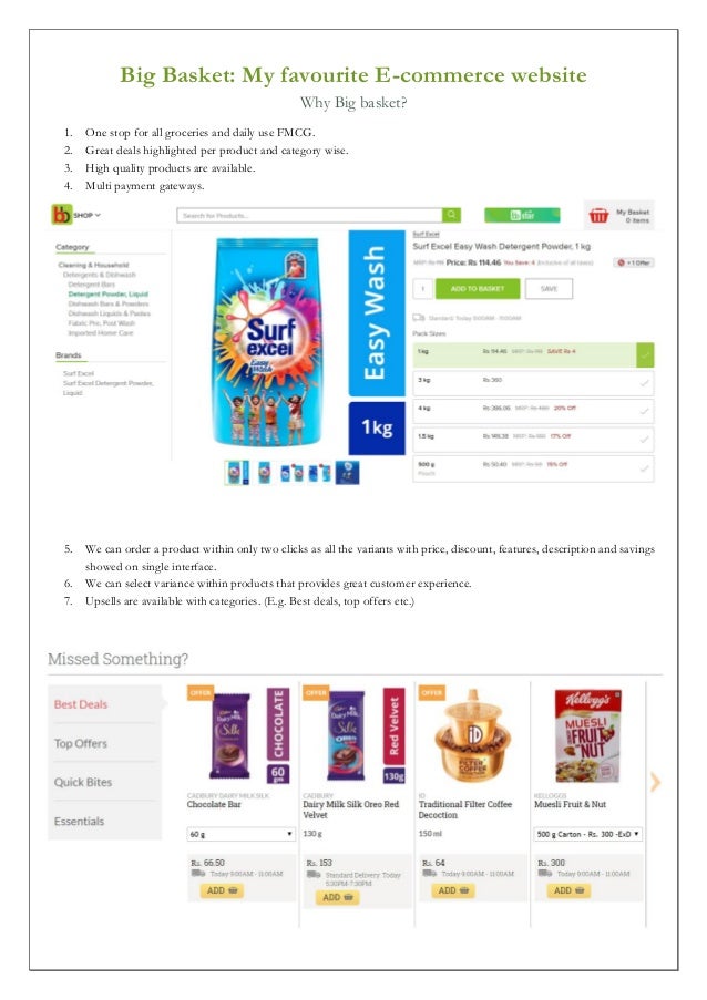 Bigbasket Online grocery store and its unique features