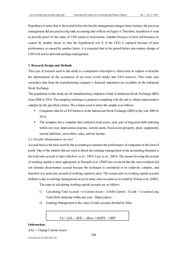 Potential Big Bath Accounting Practice in CEO Changes (Study on Manuf…