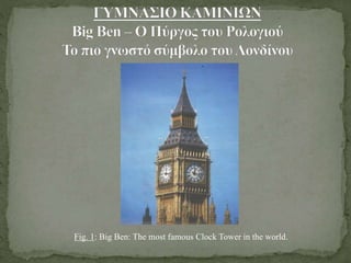Fig. 1: Big Ben: The most famous Clock Tower in the world.
 