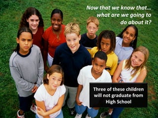 Three of these children
will not graduate from
      High School
 
