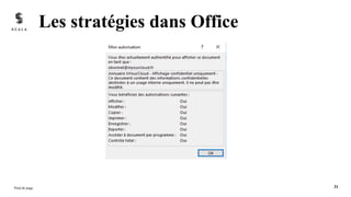 Les stratégies dans Office
Pied de page 31
 