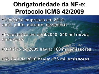 Obrigatoriedade da NF-e:
Protocolo ICMS 42/2009
 