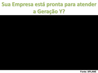 Sua Empresa está pronta para atender
           a Geração Y?




                             Fonte: XPLANE
 