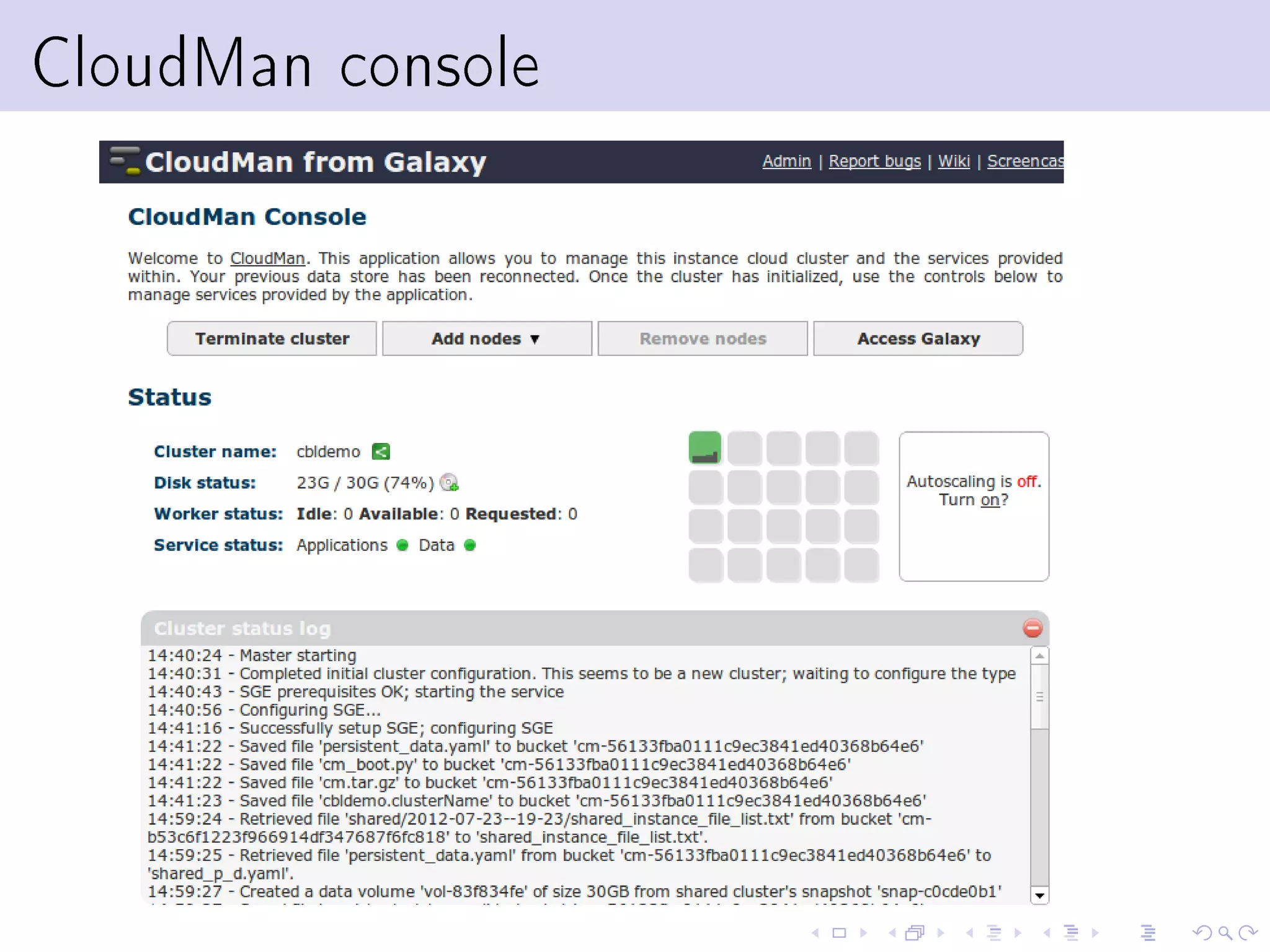 CloudMan console
 