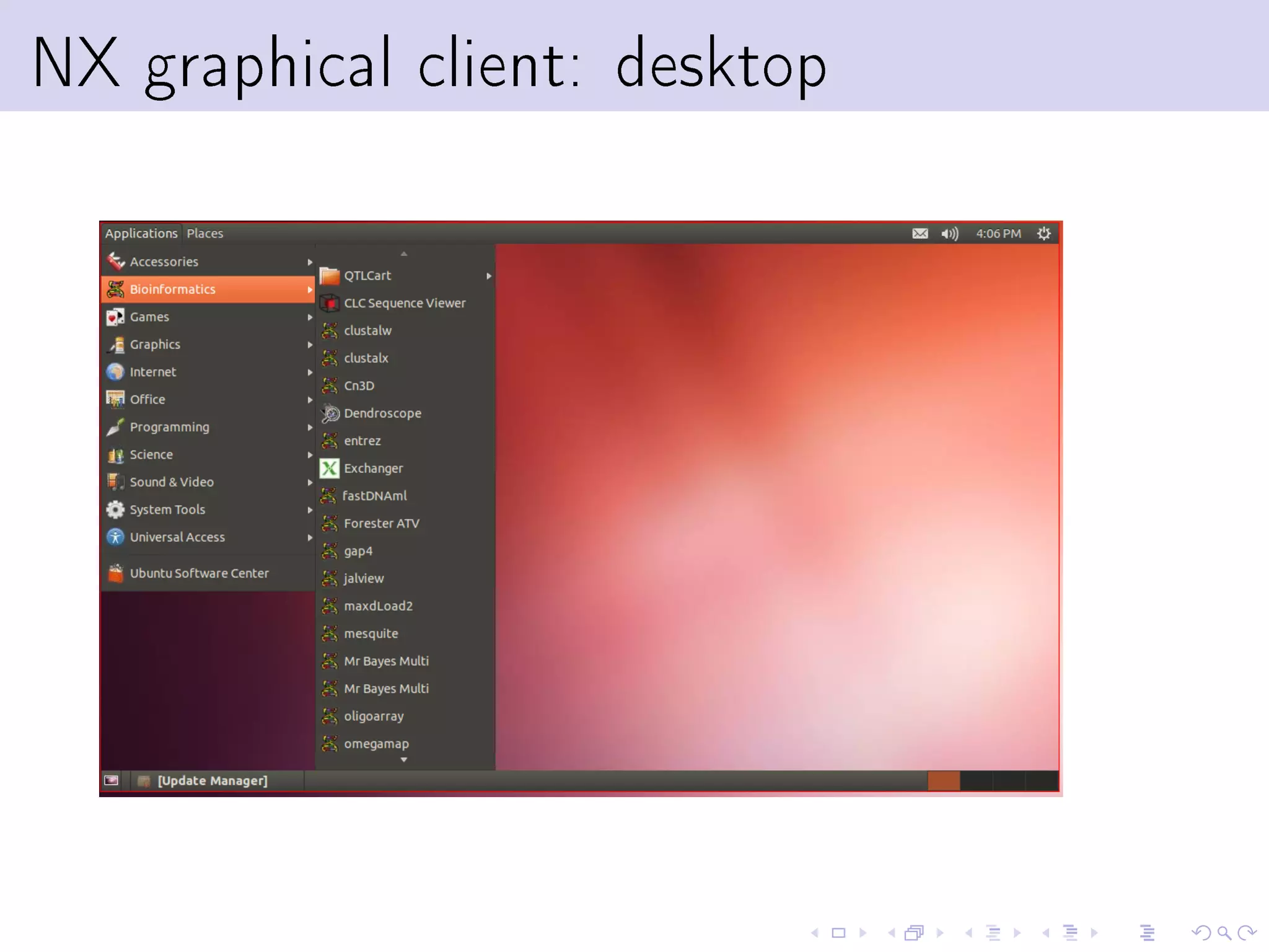 NX graphical client: desktop
 