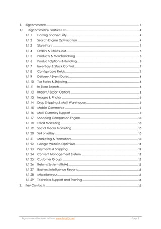 Bigcommerce features list | PDF