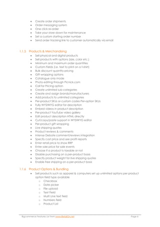 Bigcommerce features list | PDF