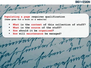 Populating a page requires qualification ,[object Object],(Same goes for a book or a website) ,[object Object],[object Object]