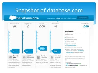 Snapshot of database.com
 