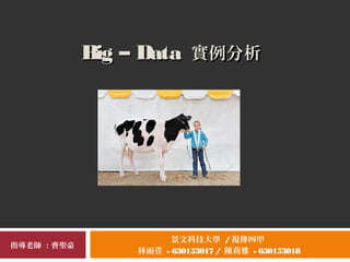 Big – DataBig – Data 實例分析實例分析  
景文科技大學 / 視傳四甲
林雨萱 - 630153017 / 陳莉雅 - 630153018
指導老師 ：曹聖豪
 
