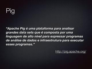Hadoop - MapReduce
public	
  void	
  map(LongWritable	
  key,	
  Text	
  value,	
  Context	
  context)	
  
	
  	
  	
  	
  throws	
  IOException,	
  InterruptedException	
  {	
  
	
  	
  	
  	
  String[]	
  words	
  =	
  value.toString().split("	
  ");	
  
	
  	
  	
  	
  for	
  (String	
  word	
  :	
  words)	
  {	
  
	
  	
  	
  	
  	
  	
  context.write(new	
  Text(word),	
  new	
  IntWritable(1));	
  
	
  	
  	
  	
  }	
  
}
 