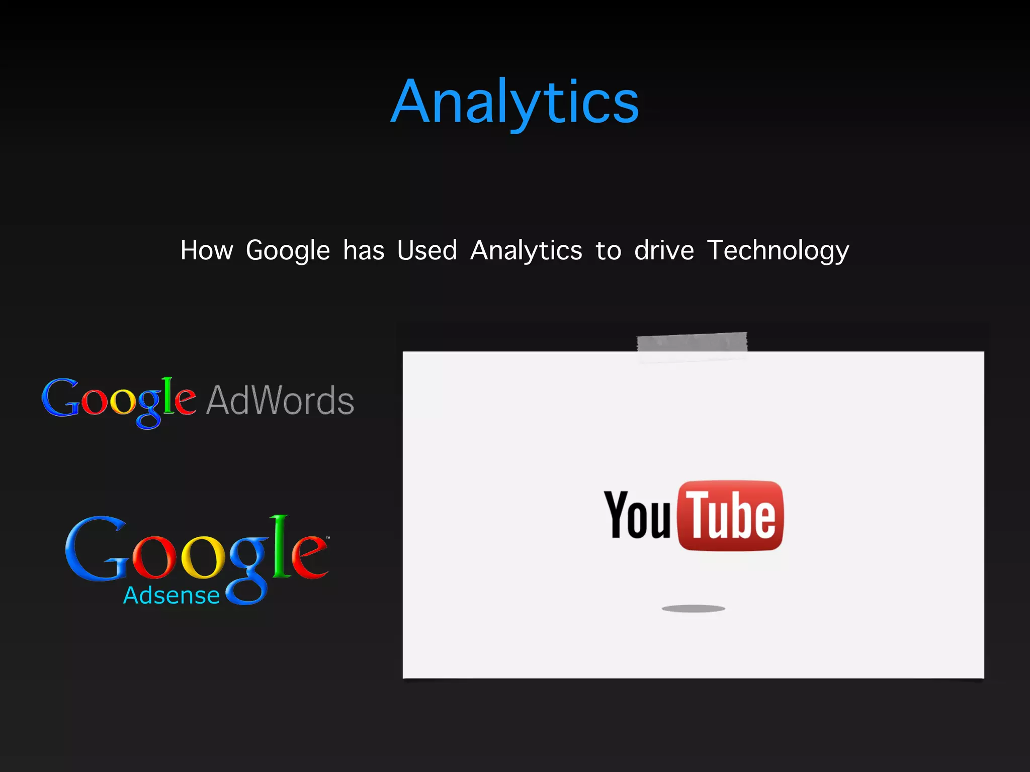 How Google has Used Analytics to drive Technology
Analytics
 